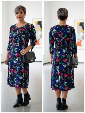 NWT Talbots SP Modern Contemporary Abstract Floral Resortwear Jersey Knit Dress